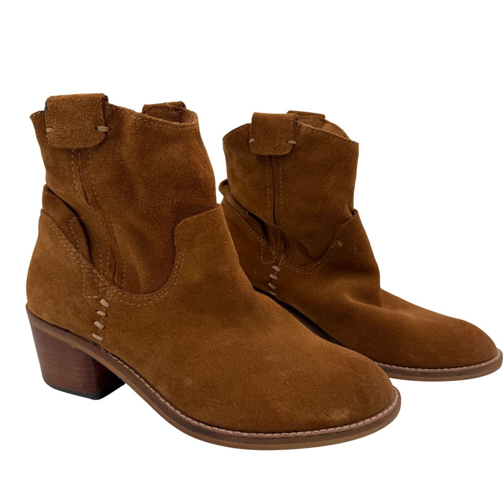 Dolce Vita Suede Ankle Boots Womens 6.5 Cognac Brown Western festival cowgirl